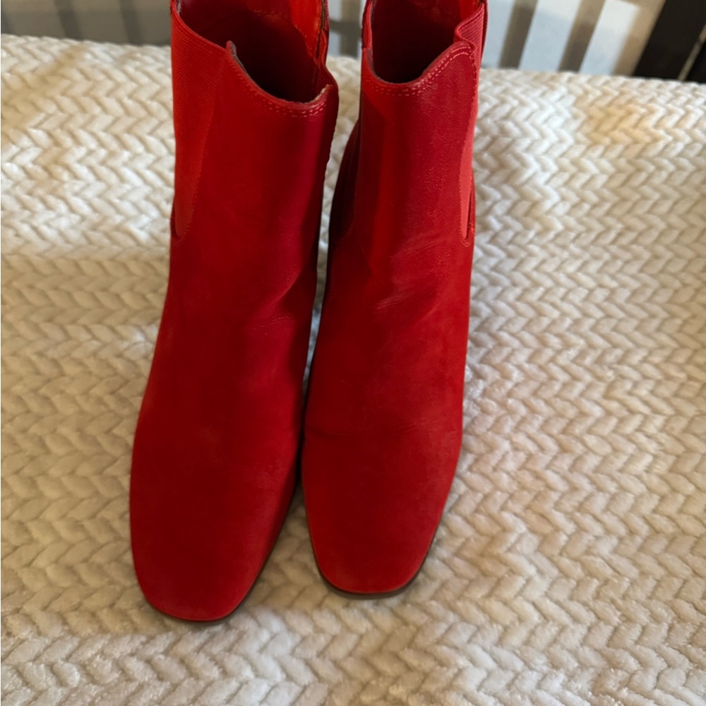 Journee Collection Red Ankle Booties with Suede Finish